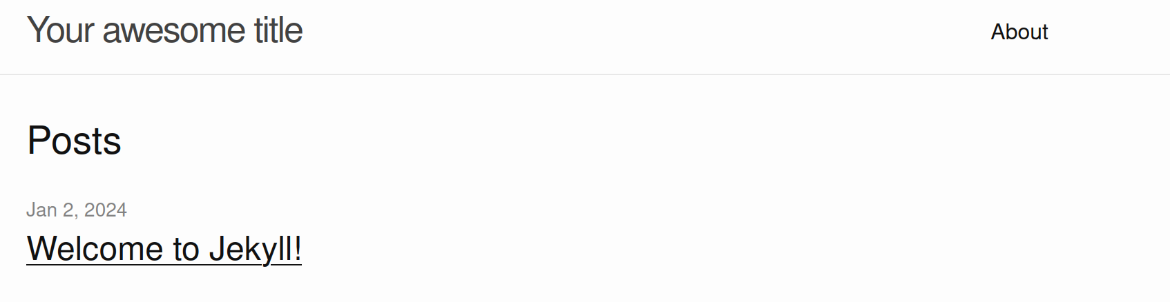 how the website looked after applying the default jekyll theme.